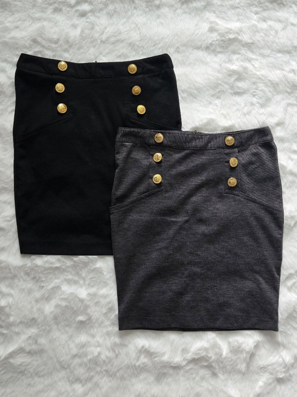 Set of Two Black and Gray High Waist Sailor Style Skirt